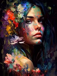 Peinture diamant portrait coloré de femme 30 × 40 cm