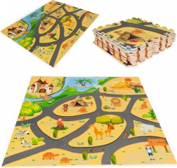Tapis puzzle de sol en mousse safari 9 pièces 93 × 93 cm