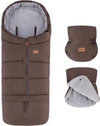 Petite&Mars set chancelière d’hiver Jibot 3en1 et moufles pour poussette Jasie dark walnut