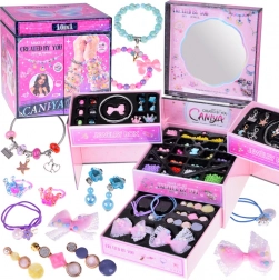 Boîte à bijoux pliante pour enfants avec perles et accessoires pour cheveux