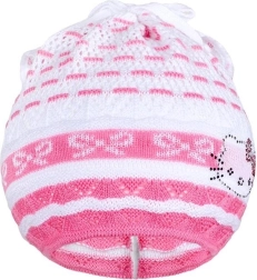 Bonnet-foulard tricoté New Baby chaton rose