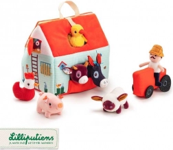 Ferme dépliable Lilliputiens avec 6 animaux, fermier et tracteur 18 m+