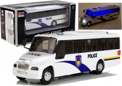 Autobus de police avec lumières et sons – modèle métallique blanc 21 cm