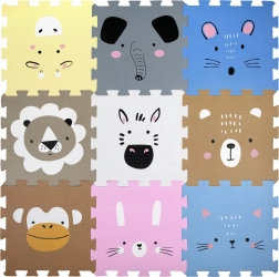 Humbi tapis en mousse – puzzle éducatif avec animaux 120 × 120 cm, 9 pièces