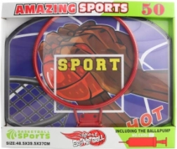 Grand panier de basket avec ballon et pompe