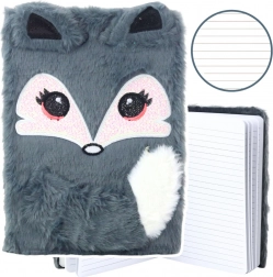 Carnet en peluche avec renard gris A5 80 feuilles