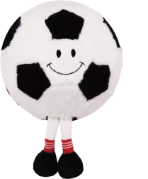 Ballon de football gonflable en peluche avec visage et petites jambes 23 cm