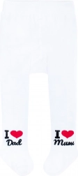 Collants pour enfants en coton New Baby blancs avec motif I Love Mum & Dad