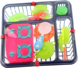 Set en plastique cuisinière pour enfants avec vaisselle et égouttoir