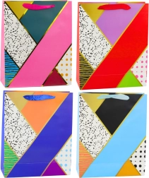 Sac cadeau en papier avec motifs géométriques 32 × 26 × 12 cm