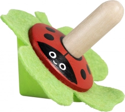 Detoa toupie en bois avec feutrine coccinelle