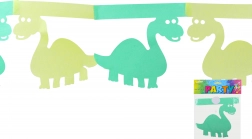Guirlande en papier verte avec dinosaures 3 m