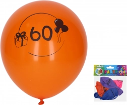 Ballons chiffre 60, 30 cm, assortiment de couleurs, lot de 5 pièces