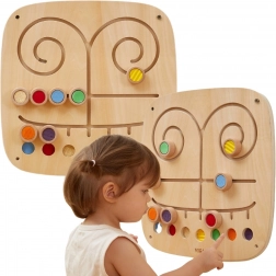 panneau mural sensoriel en bois labyrinthe touche et associe Viga