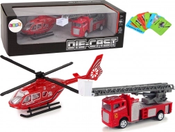 Ensemble de jouets Camions de pompiers et hélicoptère