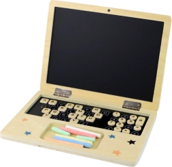 Ordinateur portable en bois – ardoise avec craie et alphabet