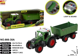 Tracteur avec remorque, effets lumineux et sonores