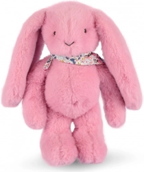 Doudou lapin en peluche avec foulard rose