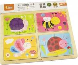 Puzzle en bois avec animaux 4 en 1 de Viga