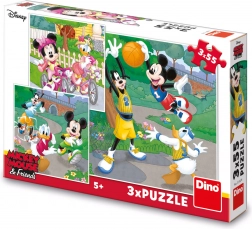 Puzzle MICKEY ET MINNIE font du sport 3×55 pièces