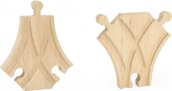 Rails en bois, aiguillage court, 2 pièces
