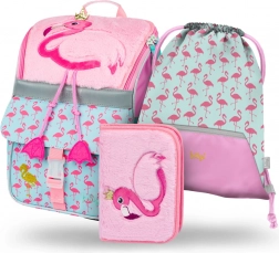 Ensemble scolaire BAAGL Zippy Flamant rose : cartable, trousse et sac
