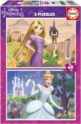 Puzzle DISNEY princesses 2×48 pièces – Raiponce et Cendrillon