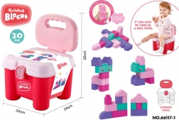 ensemble de blocs de construction souples avec tabouret-coffre – rose
