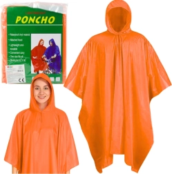 Poncho imperméable avec capuche, réutilisable, orange 132 × 203 cm