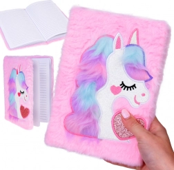 Carnet rose licorne avec cœur scintillant