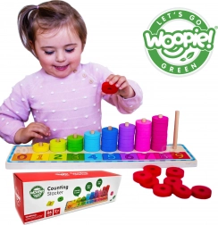 Woopie Green puzzle Montessori en bois pour compter et trier les couleurs, 56 pièces