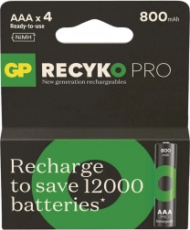 Piles rechargeables AAA Ni-MH 800mAh GP ReCyko Pro, lot de 4