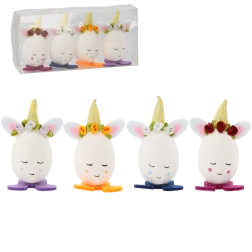 Décorations de Pâques œufs avec oreilles et bonnet, lot de 4 pcs CHOMIK