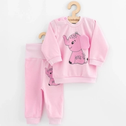 Ensemble bébé t‑shirt et pantalon New Baby Happy Elephant rose 86 (12–18 mois)