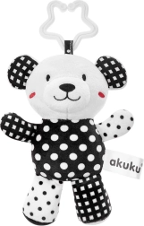 Ourson en peluche noir et blanc avec hochet pour bébés