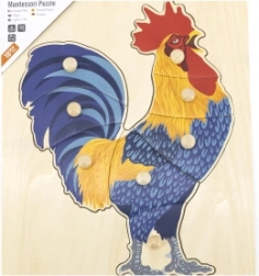 Puzzle Montessori en bois coq avec poignées VIGA