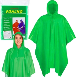 Poncho imperméable vert avec capuche, réutilisable 132 × 203 cm