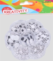 Yeux mobiles autocollants – assortiment de tailles, planche 10 × 10 cm