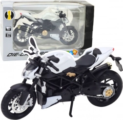 moto sportive en métal 1:12 avec lumières et sons – blanche