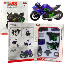 Modèle moto DIY en métal 1:14 vert‑bleu