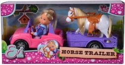 poupée Evi Love avec jeep et remorque pour cheval