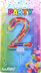 Bougie de fête numéro 2 à rayures