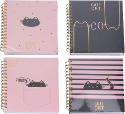 Carnet ligné à spirale avec motif de chat 15 × 21 cm, 100 pages