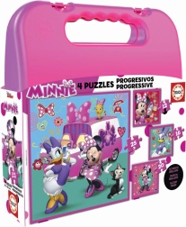 Puzzle EDUCA dans la mallette Minnie et Daisy 4 en 1 pour enfants
