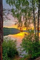 Peinture diamant Coucher de soleil sur le lac 30x40 cm