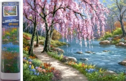 Norimpex peinture au diamant Sakura au bord de la rivière 30 × 40 cm