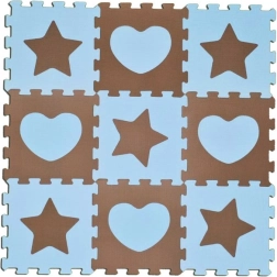 Puzzle en mousse étoiles et cœurs bleu