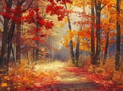 Peinture diamant – Forêt aux couleurs d’automne 30 × 40 cm