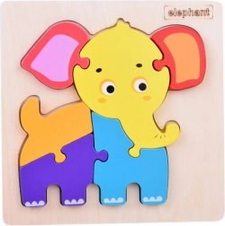 Puzzle en bois éléphant – encastrement coloré éducatif pour enfants