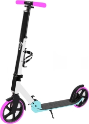 Trottinette pliable blanc‑rose‑bleu avec sangle